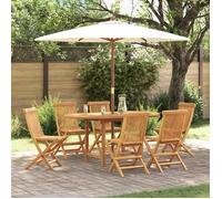 Ensemble de salle à manger de jardin 7 pièces en teck massif