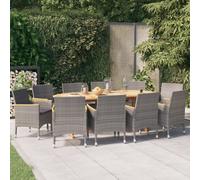 Vidaxl Ensemble De Salle À Manger De Jardin 11 Pcs Avec Coussins Gris