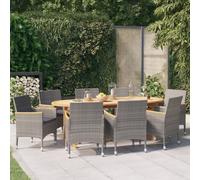 Vidaxl Ensemble À Manger De Jardin 9 Pcs Avec Coussins Gris