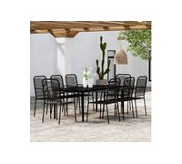Ensemble de Salle à Manger de Jardin 9 pcs Noir Mobilier Dîner Patio vidaXL