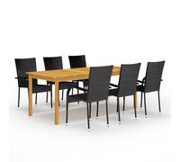 Ensemble de Salle à Manger de Jardin 9 pcs Noir Mobilier à Dîner Patio vidaXL