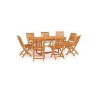 Ensemble de Salle à Manger de Jardin 9 pcs Table et Chaises à Dîner Mobilier de Salle à Manger de Patio Extérieur Bois de Teck Massif