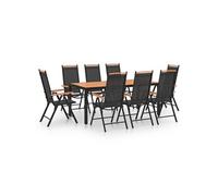 Ensemble de Salle à Manger de Jardin 9 pcs Table et Chaises de Repas d'Extérieur Mobilier de Patio Meubles de Terrasse Aluminium Noir