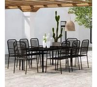 Vidaxl Ensemble De Salle À Manger De Jardin 9 Pcs Noir Noir