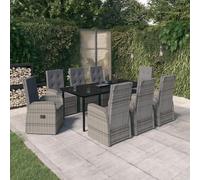 Ensemble de Salle à Manger de Jardin avec Coussins 3 pcs Noir Dîner vidaXL
