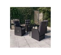 Vidaxl Ensemble De Salle À Manger De Jardin Avec Coussins 5 Pcs Noir Noir