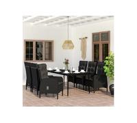 vidaXL Ensemble de jardin 7 pièces avec coussins Noir