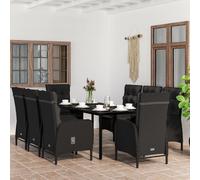 vidaXL Salon de jardin 9 pièces avec coussins Gris et noir