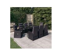 Ensemble de Salle à Manger de Jardin avec Coussins 3 pcs Noir Dîner vidaXL