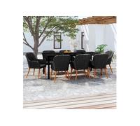 vidaXL Salon de jardin 9 pièces avec coussins Noir