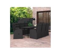 vidaXL Salon de jardin 9 pièces avec coussins Noir