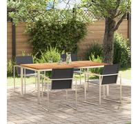 Ensemble De Salle À Manger De Jardin De 5 Pièces En Teck Massif, Table À Manger D'extérieur Vidaxl 180x90x75 Cm En Teck Massif