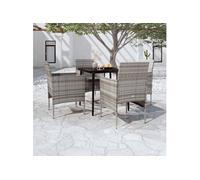 Vidaxl Ensemble De Salle À Manger De Jardin Et Coussins 5pcs Gris/Noir Gris