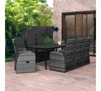 vidaXL Salon de jardin 9 pièces avec coussins Gris