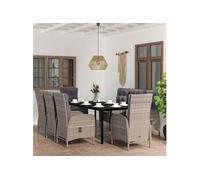 Ensemble de Salle à Manger de Jardin avec Coussins 7 pcs Noir Dîner vidaXL