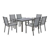 Outsunny Ensemble de salle à manger de jardin 6 personnes – Cadres acier, chaises empilables, gris