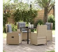 Ensemble de salle à manger de jardin vidaXL 5 pièces Beige Rotin Poly 3380961 Beige