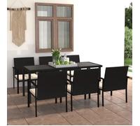 Ensemble de salle à manger de jardin - VIDAXL - 7 pcs - Résine tressée - Noir