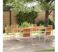 Ensemble De Salle À Manger De Jardin Vidaxl 7 Pièces En Bois D'acacia Massif, Table À Manger Extérieure Vidaxl 200x90x74,5 Cm En Bois D'acacia Massif