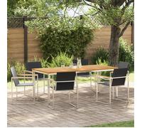 Ensemble De Salle À Manger De Jardin Vidaxl 7 Pièces En Teck Massif, Table De Salle À Manger Extérieure Vidaxl 200x90x74,5 Cm En Teck Massif