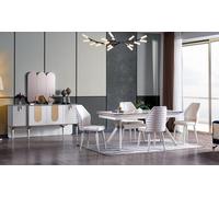 Ensemble de salle à manger de luxe Table de salle à manger + 6x chaises + buffet Contemporain 8 pcs