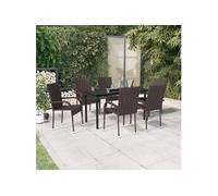 Vidaxl Ensemble De Salle À Manger D'extérieur 7 Pcs Marron Et Noir Marron