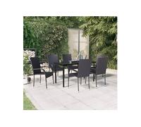 Vidaxl Ensemble De Salle À Manger D'extérieur 7 Pcs Noir Noir