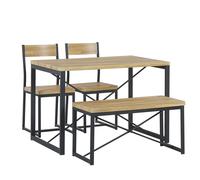 Ensemble de Salle à Manger Complet 4 Places Table 2 Chaises et Banc Design Industriel Tendance Parfait pour Cuisine Moderne et Minimaliste Beliani