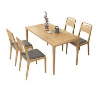 Ensemble de salle à manger en bois massif avec 6 chaises carrées en deux couleurs
