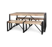 Ensemble de salle à manger en bois recyclé fabriqué à la main avec table pliante réglable pour une utilisation rustique dans la cuisine et le bureau