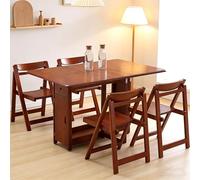 Ensemble de salle à manger extensible et pliable avec 4 chaises, table en bois d'hévéa robuste avec roulettes à 360° et rangement, pour 6 à 8 places pour famille/restaurant/cuisine/appartement