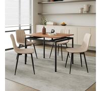 Ensemble de salle à manger 'Hemnes' 5 pièces table de salle à manger avec 4 chaises 100 x 60 cm plateau de table rectangulaire imitation chêne/brun clair