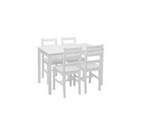 Ensemble de salle à manger HWC-F77, coin salon, style rustique-cottage, en bois massif, 110 cm blanc