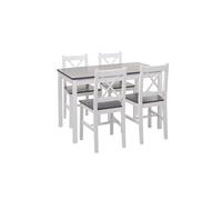 Ensemble De Salle À Manger Hwc-F77, Coin Salon, Style Rustique-Cottage, En Bois Massif, 110 Cm Blanc-Gris Blanc