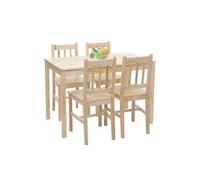 Mendler Ensemble de salle à manger HWC-F77 bois massif 110 cm bois de pin finition lasure Marron