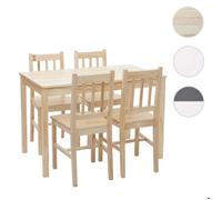 Mendler Ensemble de salle à manger HWC-F77 bois massif 110 cm bois de pin finition lasure Marron
