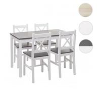 Ensemble de salle à manger MENDLER HWC-F77 bois massif 110 cm blanc Blanc
