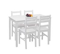 Ensemble de salle à manger MENDLER HWC-F77 bois massif 110 cm blanc Blanc