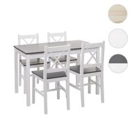 Ensemble de salle à manger - HWC - F77 - Bois massif - 4 places - Style rustique-cottage - Blanc