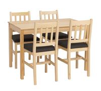 Ensemble de salle à manger HWC-F77 ensemble de salle à manger bois massif de pin tissu style cottage 110 cm- naturel