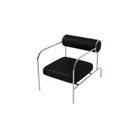 Ensemble De Salle À Manger Industriel Moderne en Acier Inoxydable, Deux Fauteuils De Salon en Simili Cuir Noir avec Table Basse Ronde Minimaliste for Bar, Café Et Bistro(D)