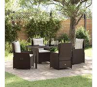 Ensemble De Salle À Manger Jardin 5 Pièces En Rotin Marron Vidaxl, Table De Jardin Vidaxl Noire 160x80x73 Cm En Verre Trempé