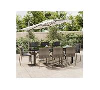 Ensemble de salle à manger jardin 9pcs et coussins noir et gris 3185118