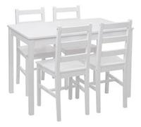 Ensemble de salle à manger MENDLER HWC-F77 bois massif 110 cm blanc Blanc G
