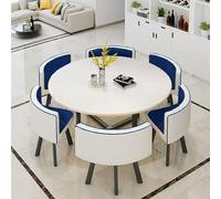 Ensemble de salle à manger minimaliste pour 6 personnes avec design peu encombrant et assemblage facile Table et chaises de conférence avec base en métal Bleu foncé