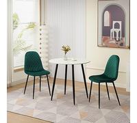Ensemble de salle à manger moderne 2 pièces avec dessus en ardoise marbrée et chaises rembourrées en velours pour bureau ou salon - Meubles élégants et durables pour des espaces sophistiqués