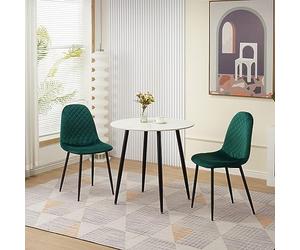Ensemble de salle à manger moderne 2 pièces avec dessus en ardoise marbrée et chaises rembourrées en velours pour bureau ou salon - Meubles élégants et durables pour des espaces sophistiqués
