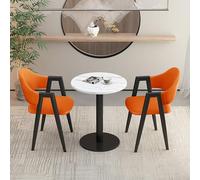 Ensemble de salle à manger moderne 3 pièces avec 2 chaises rembourrées en polyuréthane, table ronde de négociation et chaises pour petites salles de conférence, café, cuisine, salle à manger.
