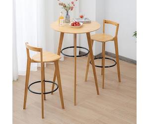Ensemble de salle à manger moderne 3 pièces avec table de bar ronde et 2 dossiers, hauteur de comptoir, fourrure de bistrot, assemblage facile pour cuisine, coin petit-déjeuner et petits déjeuners
