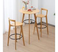 Ensemble de salle à manger moderne 3 pièces avec table de bar ronde et 2 tabourets à dossier Hauteur comptoir de cuisine Meuble de bistrot Assemblage facile pour petit déjeuner, coin salon, petit